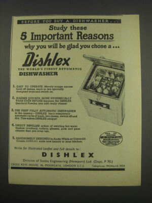 1957 Dishlex Dishwasher Ad - Study these 5 important reasons