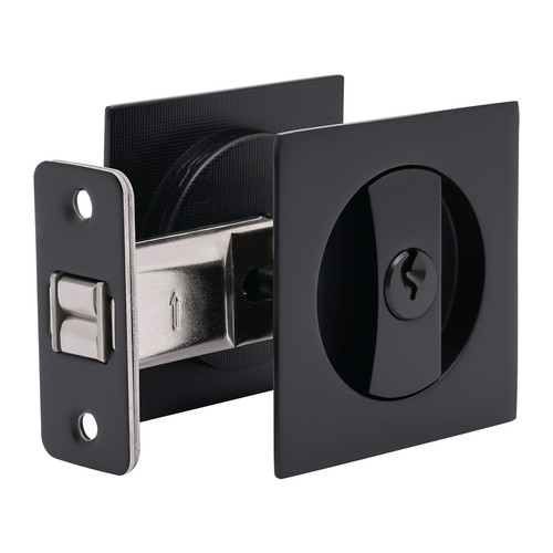 Privacy Pocket Door Lock with Key Contemporary Square Sliding Barn Door Lock NEW