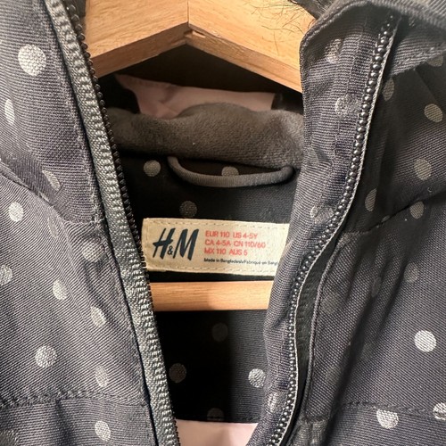 H&M Kids All in one Snowsuit Full body waterproof jumpsuit Black and grey polkad - Picture 4 of 9