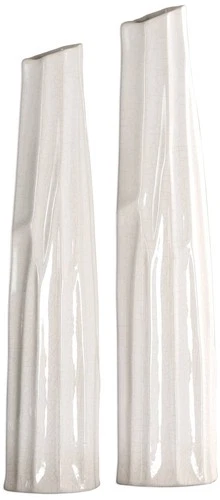 Uttermost Kenley 25"H Crackled White Ceramic Vases Set of 2 - Picture 2 of 4