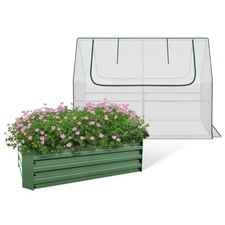 Aoodor 4x2x1FT Raised Garden Bed Kit Galvanized Planter Box with PE Cover, White