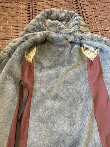 Vintage 60's 70's Smug Penny Lane Fur Belted Coat w Hood Rust Boho Hippie Med - Picture 8 of 20