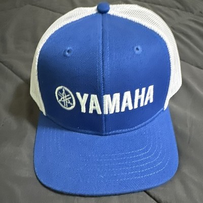 YAMAHA Blue White Trucker Hat Adjustable Logo Cap Motorcycle ATV Marine SnapBack