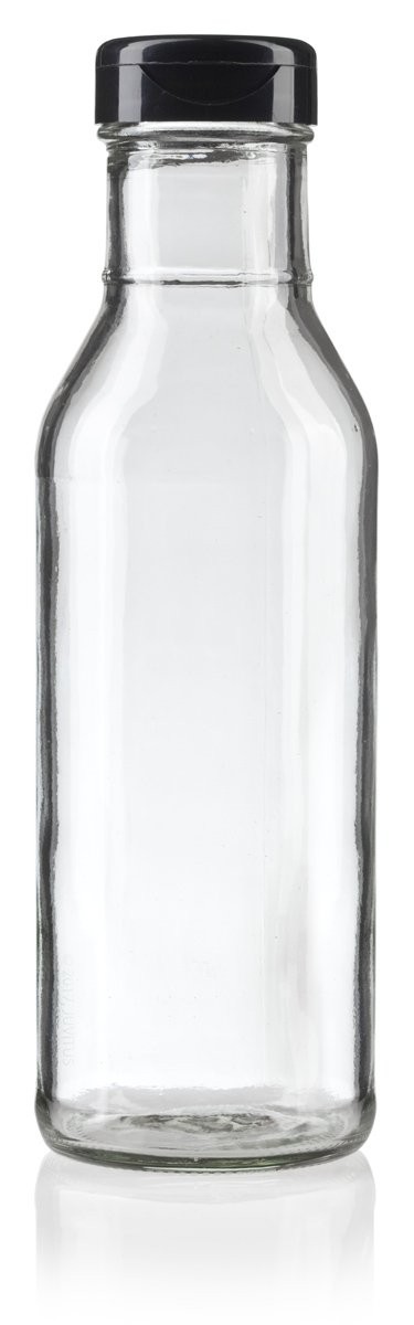 12 oz Professional Clear Glass Thick Wall Sauce Bottle with Drip Resistant Fl...