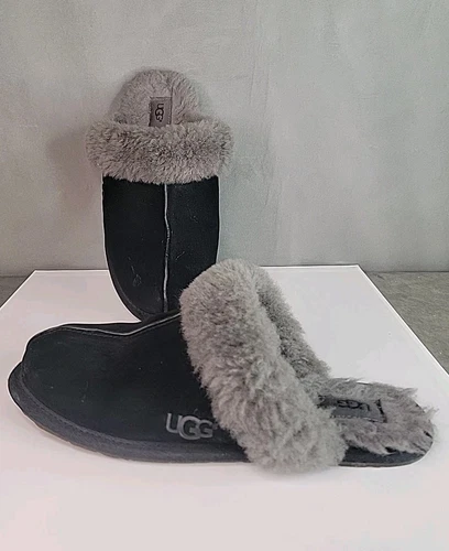 UGG Scuffette II Ciabatta Nera Scamosciata Shearling Donna 11 Accogliente Comoda