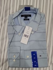 TOMMY HILFIGER MEN'S SHORT SLEEVE POCKET SHIRT LT BLUE SKYWAY-PT SIZE LARGE, NWT