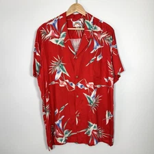 Vintage Paradise Found Hawaii Shirt XL Red Calla Lily Floral Island Aloha 80s