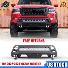 Front Bumper For 2022-2024 Nissan Frontier Black Powder Steel Wd-ring 4 Lights Front Bumper For 2022-2024 Nissan Frontier Black Powder Steel Wd-ring 4 Lights