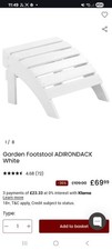 Garden Footstool ADIRONDACK White beliani was £69.99 rrp brand new boxed 
