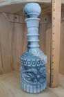 Vintage Jim Beam Blue Swirl Milk Glass Whiskey Decanter As Is