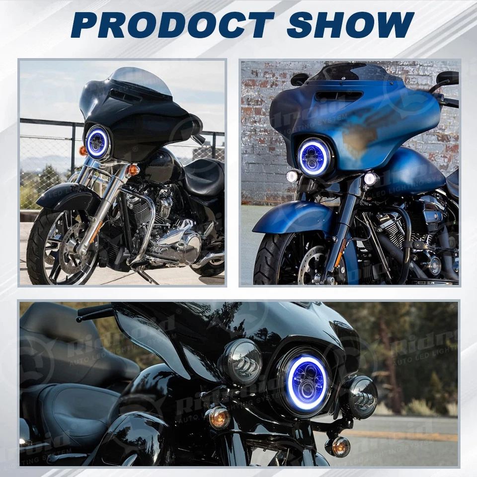 For Harley Davidson Electra Glide Classic 7" LED Headlight + 4.5" Passing Lights Foto 2 de 4