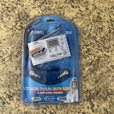 Coby Digital Display AM/FM Radio CX-53 Alarm Clock Speaker Earbuds New & Sealed
