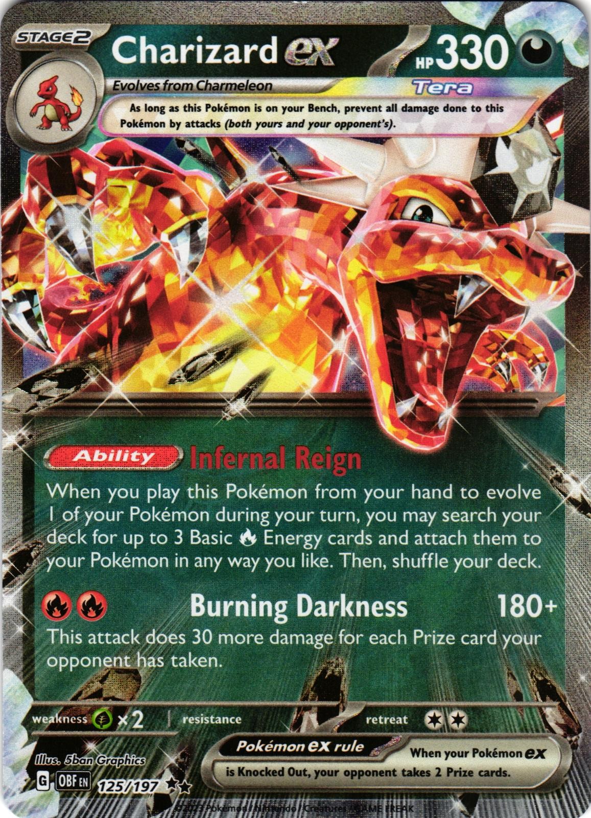 Charizard ex 125/197 Double Rare Obsidian Flames Pokemon