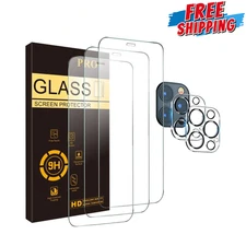 3pcs Screen Protector & 2pcs Camera Lens Protector 9H Hardness Glass for Iphone