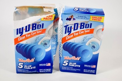 2 Ty D Bol BLUE Tablet Toilet Bowl Cleaner 5 Tablets Deodorizes 7oz Value Pack