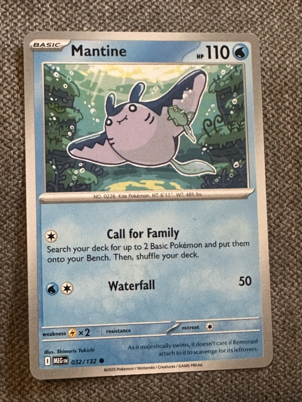 Mantine #32 Mega Evolutions Common Near Mint Condition Pokemon Card