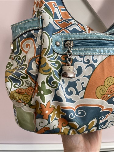 Kathy Zeeland Shoulder Bag Blue Green Multicolored Rhinestone Hobo Floral Spring - Picture 12 of 24