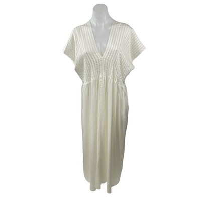 & Other Stories Milo White Pleated Drop Sleeve V Neck A Line Midi Dress Size S