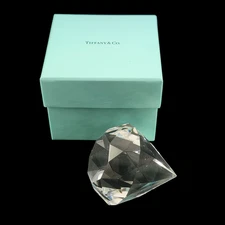 Tiffany & Co Large 3.25" Faceted Crystal Diamond Paperweight + Gift Box