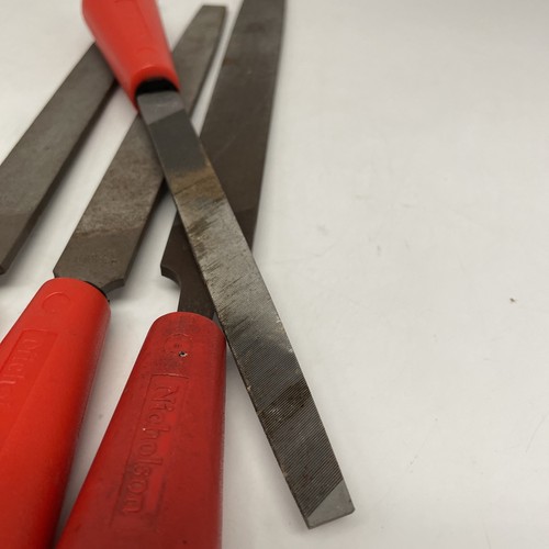 Vintage Nicholson File Set Large Bastard USABlack Diamond Excellent Red Handle - Picture 6 of 7