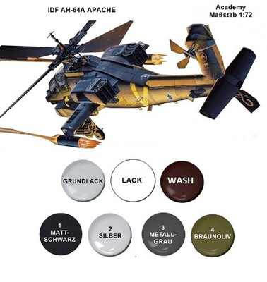 IDF AH-64A Apache Academy Maßstab 1:72 + Modellfarben, Grundlack, Lack