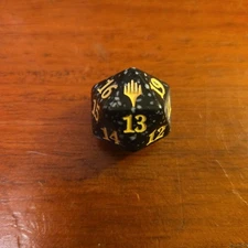MtG Planeswalker D20 Spindown Die (Black/White)
