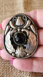 Vintage Alpaca Bolo Clip Only With Onyx Measures 2.01" In Good Vintage Condition