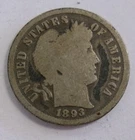 1893 ~ Barber Dime ~ Rare Date ~ CH VG+ ~ Very Original ~ Nice Antique Tone!!