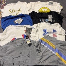 Under Armour Girls T-Shirts Lot Of 8 Sz YM Breathable Loose Fit