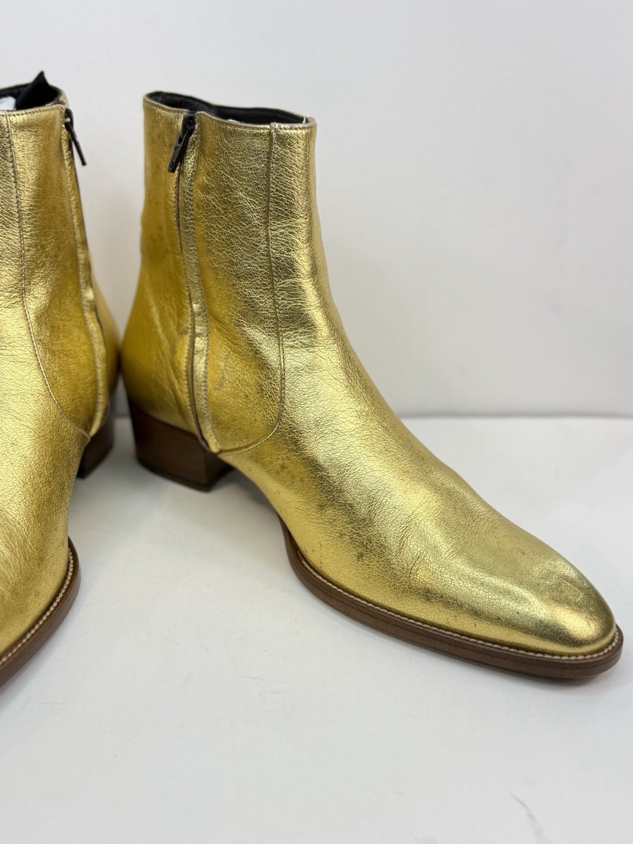 SAINT LAURENT XIV ブーツ ゴールド 41.5 サンローラン パリ SAINT LAURENT PARIS ブーツ ゴールド 41 シューズ