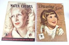 Walter T Foster Publication Art Books Water Colors Drawing in Charcoal Lot of 2