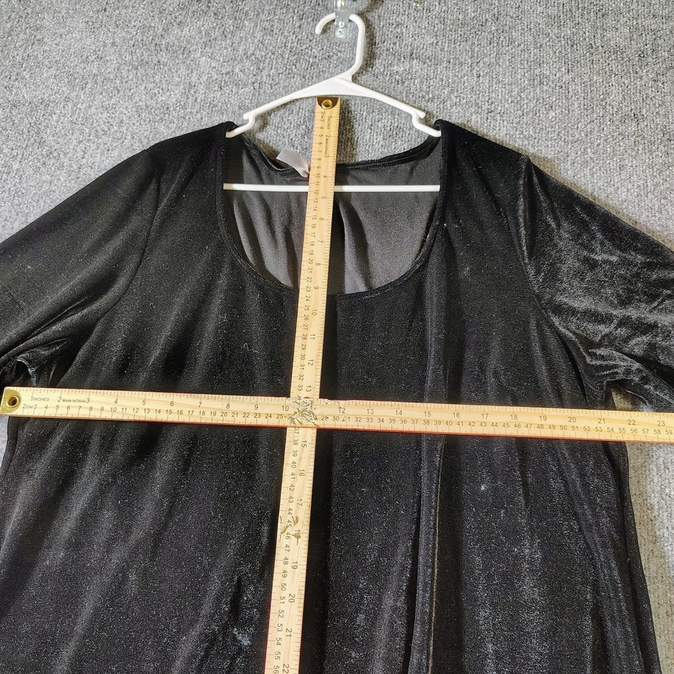 Vestido recto de terciopelo negro manga 3/4 para mujer talla XL Foto 4 de 4