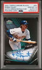 2021 TOPPS CHROME BLACK ROBIN YOUNT AUTO #RY BREWERS GREEN REFRACTOR #71/99 POP1