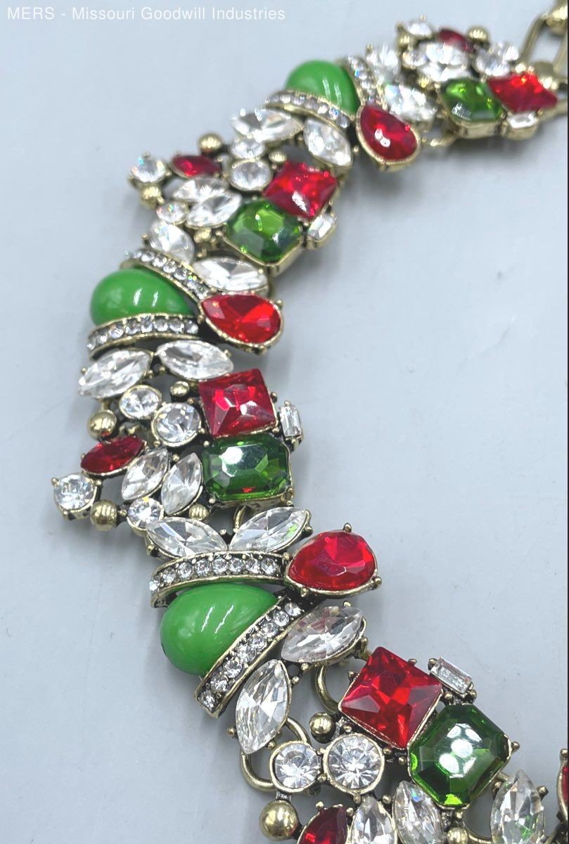 18" Festive Rhinestone Statement Mixed Metals/Mat… - image 4