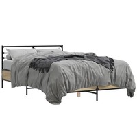 Bettgestell Sonoma-Eiche 140X190 Cm Holzwerkstoff Und Metall
