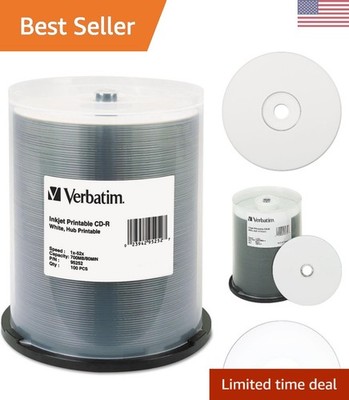 High-Quality 700MB CD-R Discs with Edge-to-Edge Inkjet Printing - 100 Count