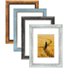 4 Pack Picture Frames Farmhouse Rustic Picture Frame Sets with Distressed Woo...