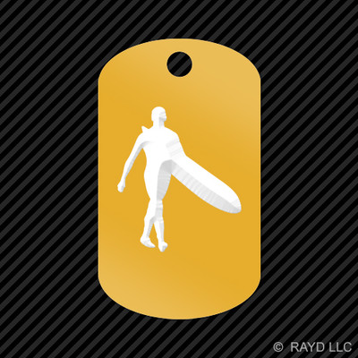 Longboard Surfer Keychain GI dog tag engraved many colors  surf surfing