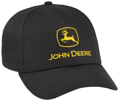NEW John Deere Black Yellow Trademark Logo Structured Cap LP69073