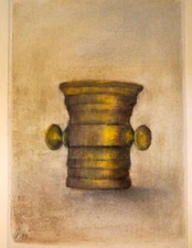 Franz Ehmke *1928 -2018 GDR Painter Portrait Still Life Golden Cup Stand