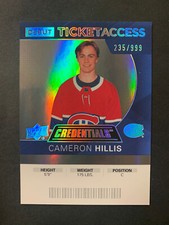 Cameron Hillis 2020-21 Upper Deck Credentials Debut Ticket Access /999 #106