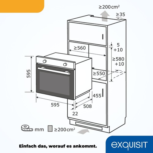 Exquisit Einbaubackofen EBE278-H-020 schwarz | EEK: A | 75 L | Heiß- & Umluft - Bild 7 von 10