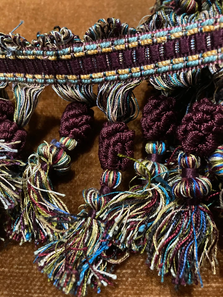 Borla de lingotes multicolor vintage borde de flecos - 210" de largo - 4" caída Foto 4 de 4