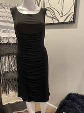 Calvin Klein Womens Ruched Sheath Dress sz 10 Black Stretch Sleeveless 