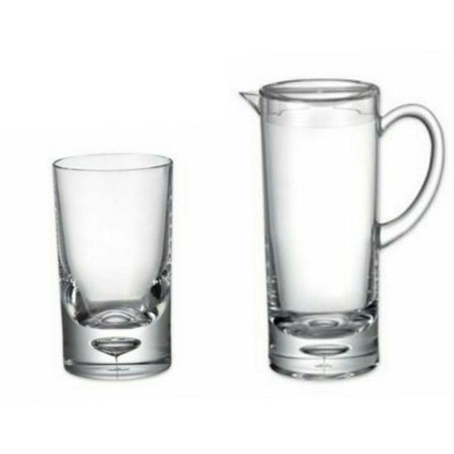 6 PC Set 5 Bubble Bottom Double Old Fashioned Glasses & 1 Bubble