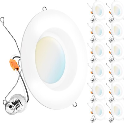 Sunco Lighting 12 Pk 5/6'' LED Slim Recessed Lighting Selectable 2700-5000k