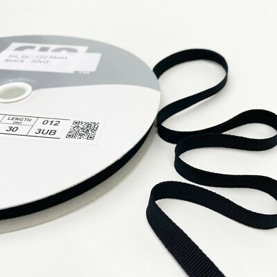 SHINDO SIC Black Grosgrain Ribbon 9mm, 30m/Roll - BRAND NEW