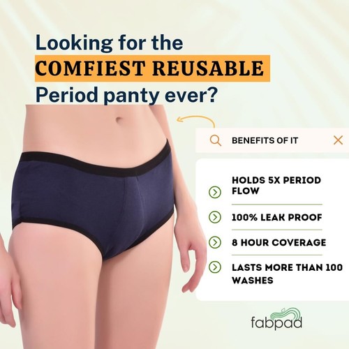 FabPad Women Reusable Leak Proof Period Panties Lasts for 3 Years Without Pads, - Picture 5 of 7