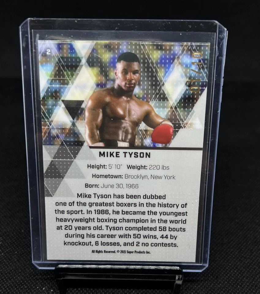 Mike Tyson 2021 SUPER GLOW SPORTS INAUGURAL EDITION RED LAVA REFRACTOR /10 - Image 2 of 2