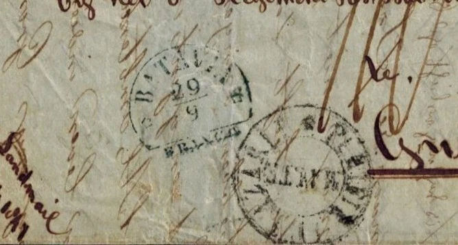 Dutch East Indies Pre Stamp 1847 Disinfected Cover w/BATAVIA Half Round & MALTE - Image 2 of 4